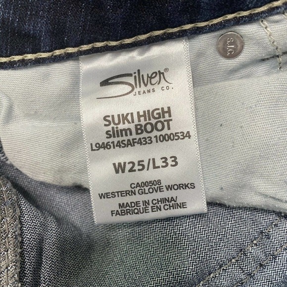 Silver Suki Jeans Sz 25 X 33 Straight Jeans Blend Western Equestrian Cowgirl - Picture 5 of 10